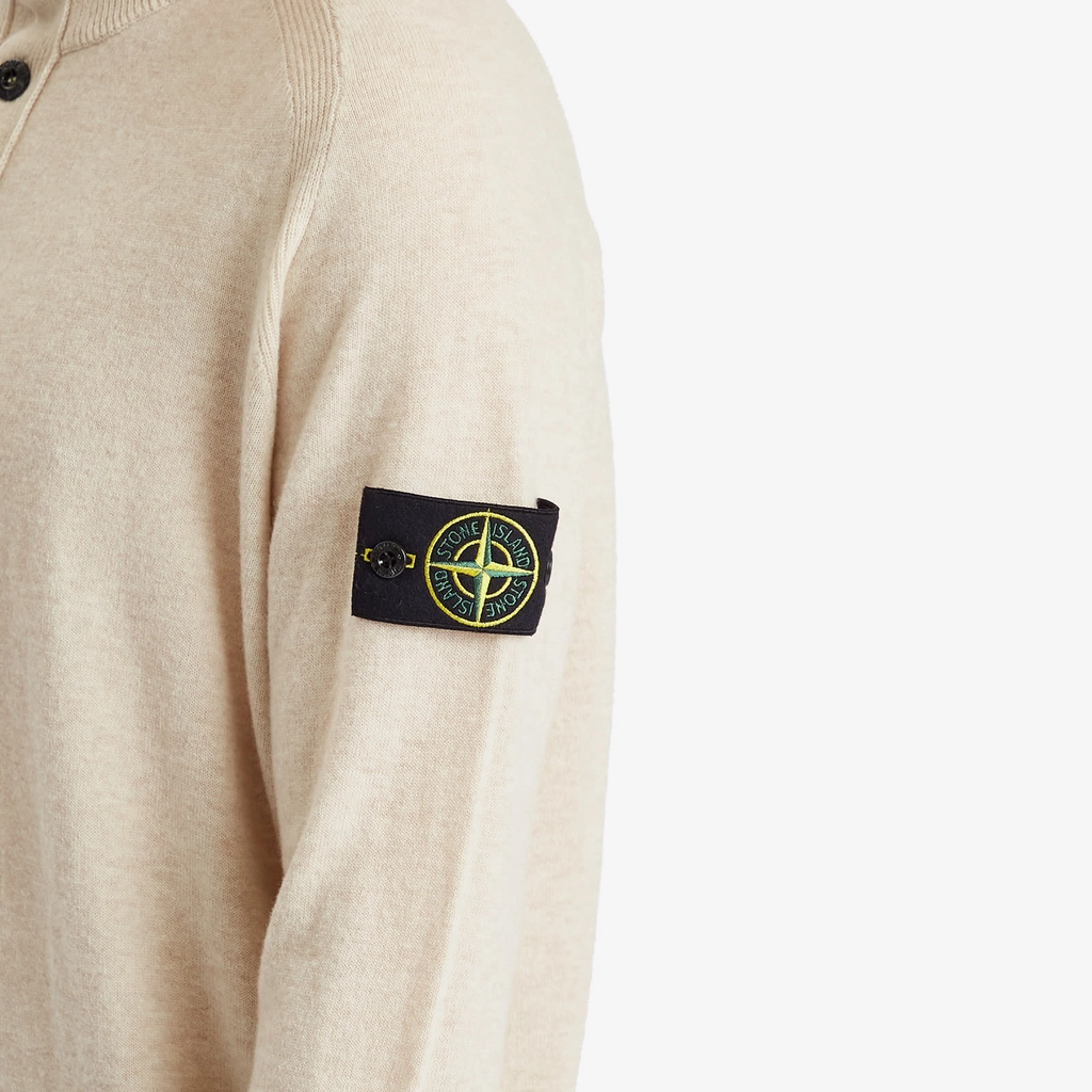 Stone Island Men's Geelong Wool Half Button Knit Desert Melange